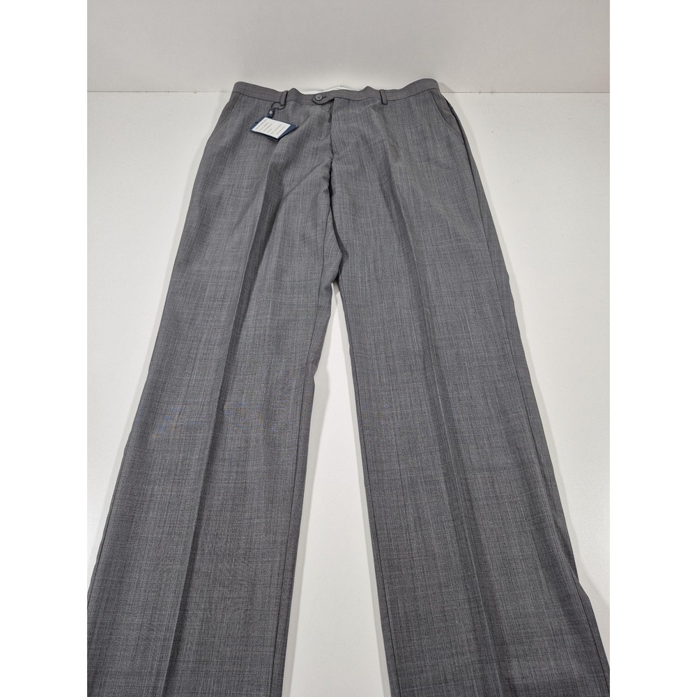 Leonardo Valenti Dress Pants Mens 40x36 Gray Super 150s Wool Flat Front NWT